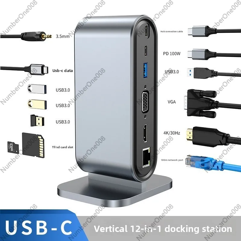 Type C Multiport Adapter - 12 Portlu Dikey USB Bağlantı İstasyonu,