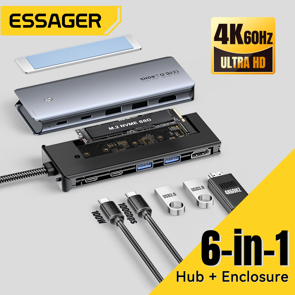 Type C Multiport Adapter - Essager USB C Hub M.2 SSD